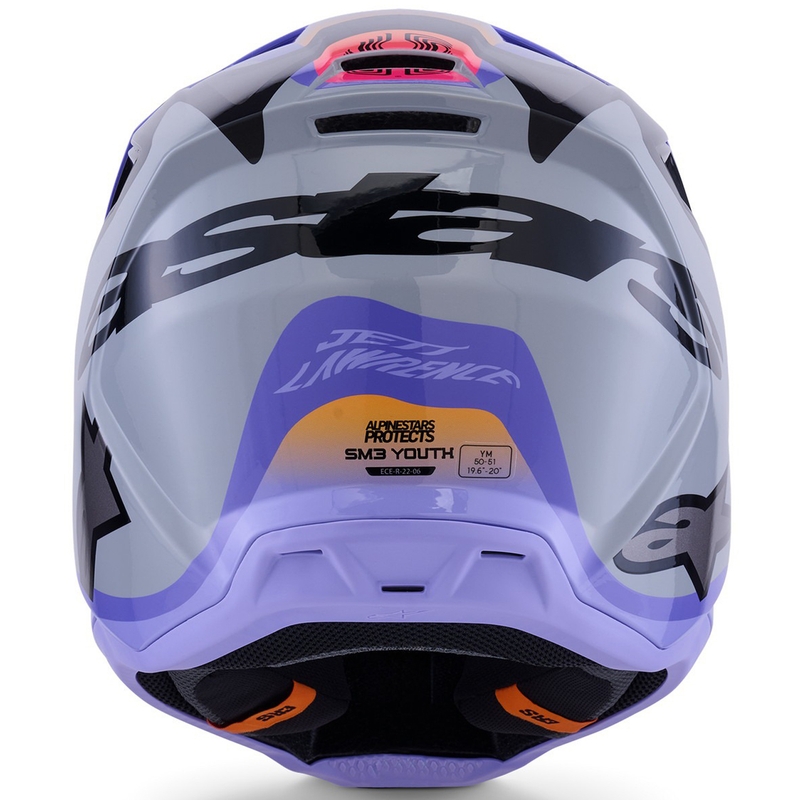 Детска мотокрос каска Alpinestars S-M3 JETT LAWRENCE edition, сиво-лилаво-черно