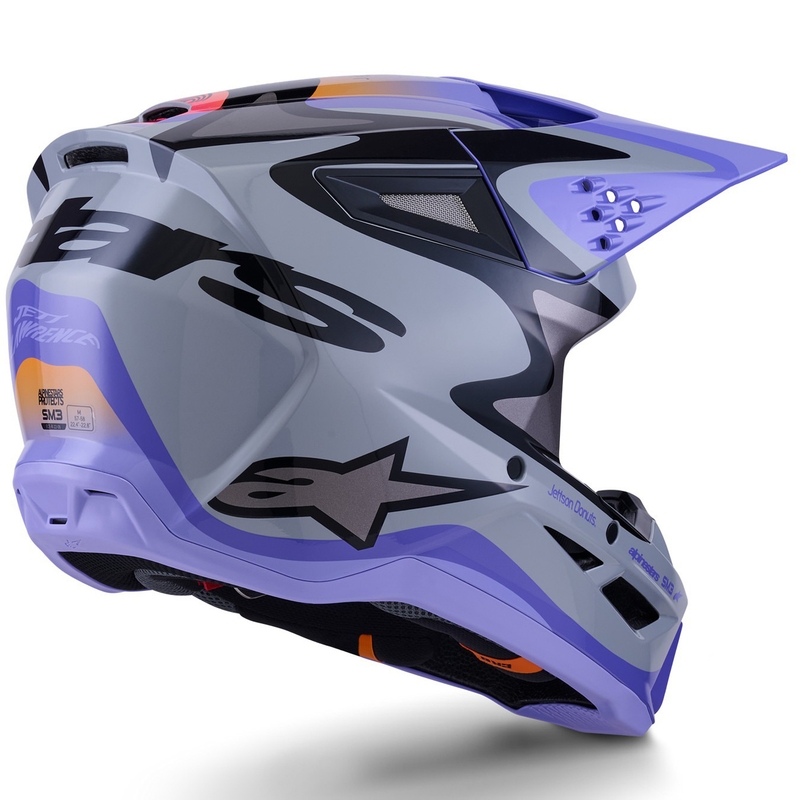 Детска мотокрос каска Alpinestars S-M3 JETT LAWRENCE edition, сиво-лилаво-черно