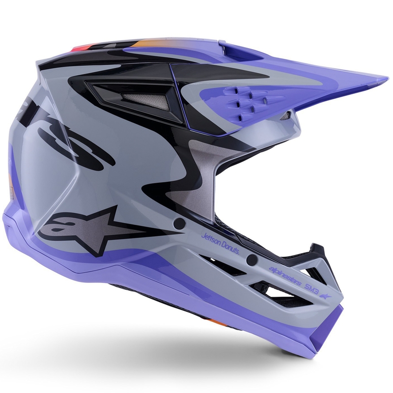 Детска мотокрос каска Alpinestars S-M3 JETT LAWRENCE edition, сиво-лилаво-черно