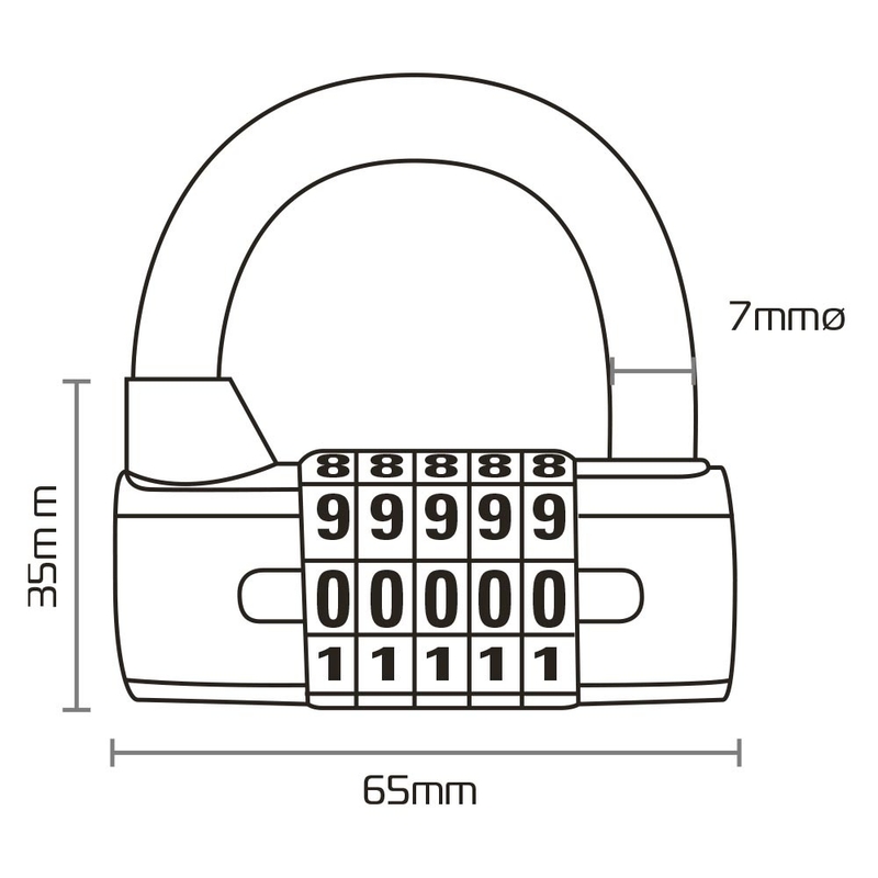 Oxford 5-DIGIT U-профилна ключалка черна
