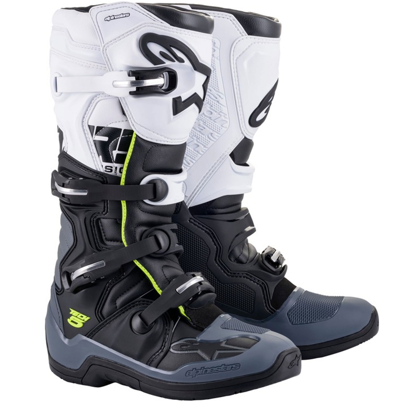 Мотоциклетни ботуши Alpinestars TECH 5 черно-сиво-бяло-флуоресцентно жълто