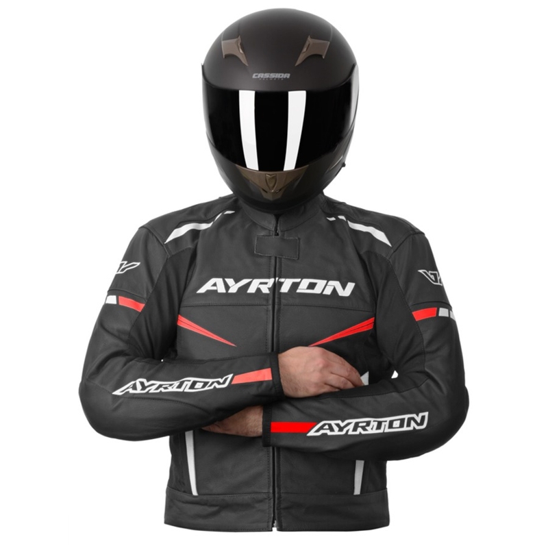 Bunda na motorku Ayrton Raptor černo-bílo-fluo červená