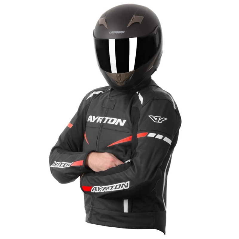Bunda na motorku Ayrton Raptor černo-bílo-fluo červená