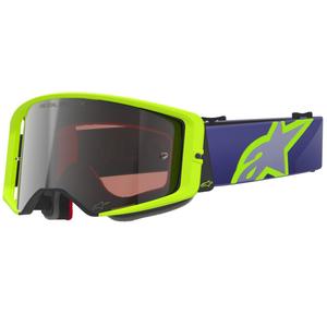 Мотокрос очила Alpinestars Supertech Vision Corp, лилаво-жълти с огледално-сребърни лещи
