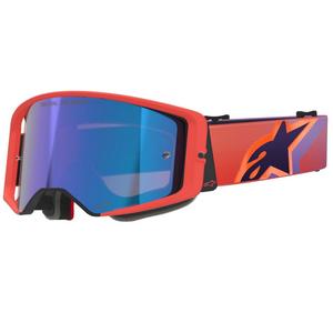 Очила за мотокрос Alpinestars Supertech Vision Corp оранжево-лилави с огледално сини лещи