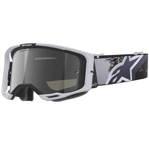 Мотокрос очила Alpinestars Supertech Vision 8 Lahnd, бяло-черни с огледално-сребърни лещи