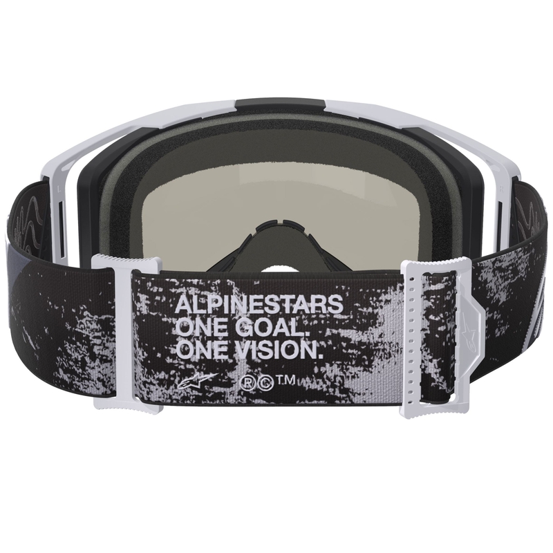 Мотокрос очила Alpinestars Supertech Vision 8 Lahnd, бяло-черни с огледално-сребърни лещи