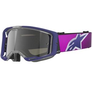 Мотокрос очила Alpinestars Vision 8 Corp, лилаво-прозрачни, с огледално-сребърни лещи