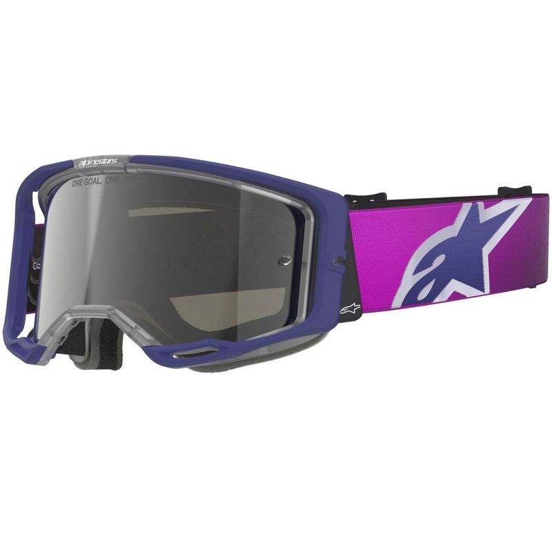 Мотокрос очила Alpinestars Vision 8 Corp, лилаво-прозрачни, с огледално-сребърни лещи
