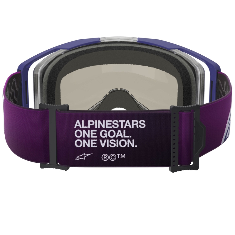 Мотокрос очила Alpinestars Vision 8 Corp, лилаво-прозрачни, с огледално-сребърни лещи