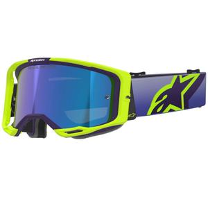 Alpinestars Vision 8 Corp флуоресцентни жълто-лилави мотокрос очила с огледално сини лещи