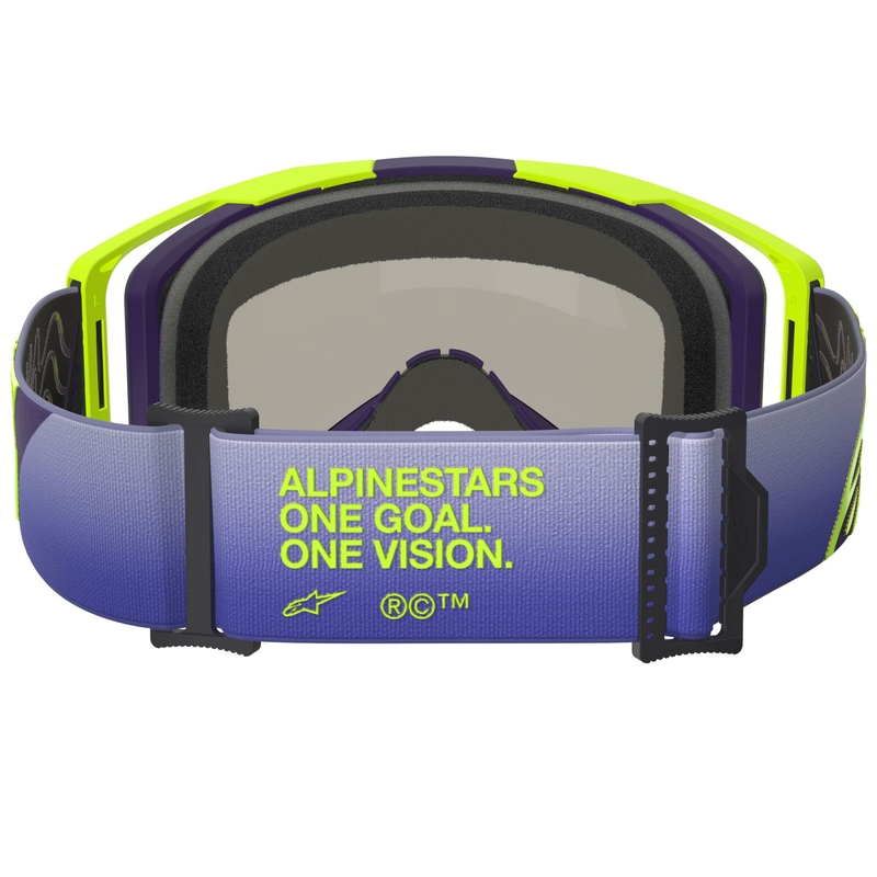 Alpinestars Vision 8 Corp флуоресцентни жълто-лилави мотокрос очила с огледално сини лещи