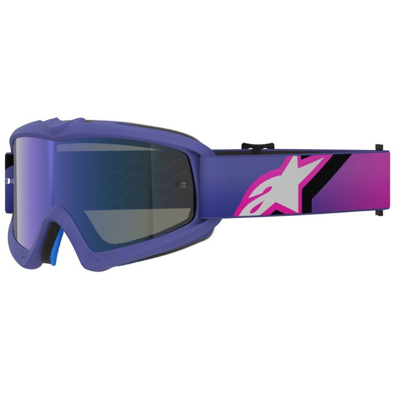 Детски мотокрос очила Alpinestars Vision Youth Corp, лилаво-флуоресцентно розови с огледално сини лещи