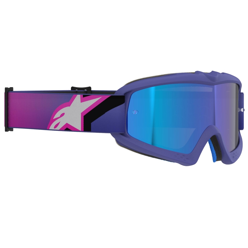Детски мотокрос очила Alpinestars Vision Youth Corp, лилаво-флуоресцентно розови с огледално сини лещи