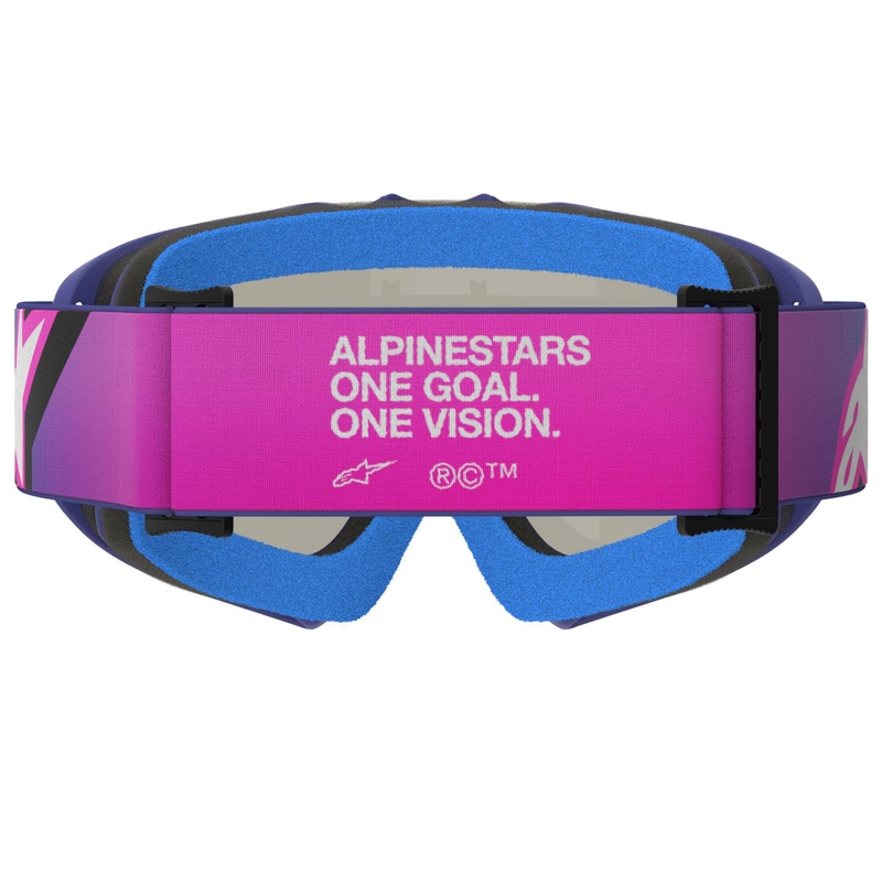 Детски мотокрос очила Alpinestars Vision Youth Corp, лилаво-флуоресцентно розови с огледално сини лещи