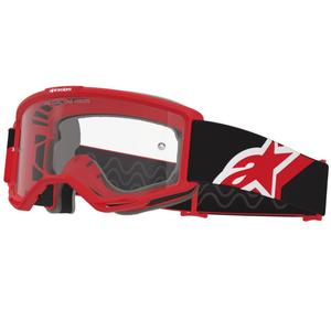 Мотокрос очила Alpinestars Vision OTG червено-черно-бели с прозрачни лещи