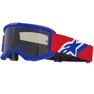 Мотокрос очила Alpinestars Vision Sand синьо-червено-бели с тъмни опушени лещи