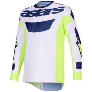 Мотокрос фланелка Alpinestars Racer Air Riway, светло сиво-флуоресцентно жълто-синьо