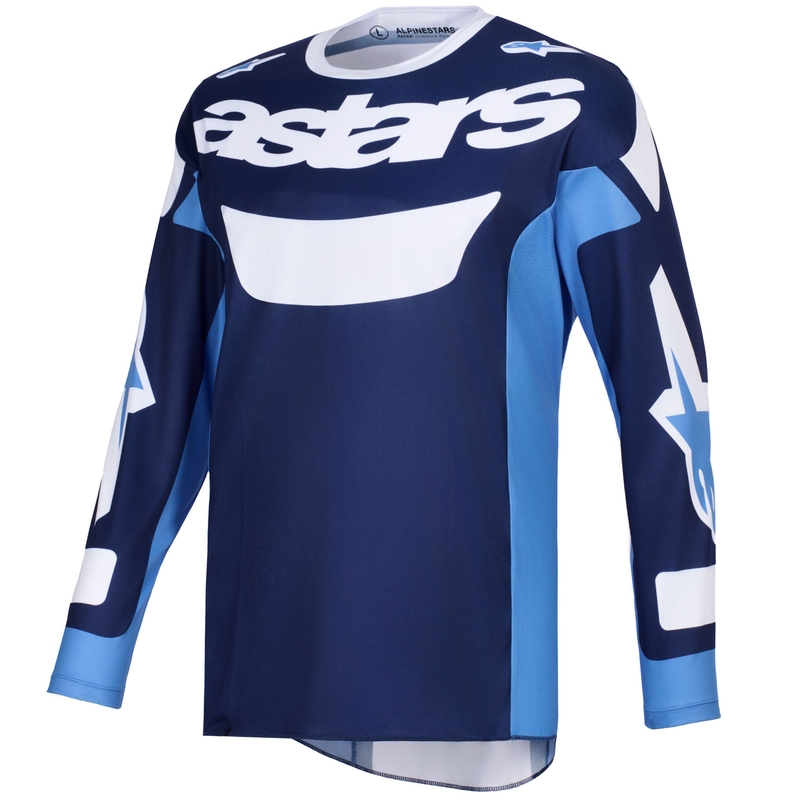 Мотокрос фланелка Alpinestars Racer Riway, синьо-светлосиньо-бяло