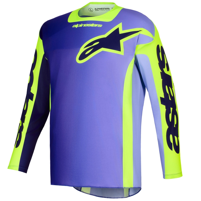 Мотокрос фланелка Alpinestars Racer Portl, лилаво-флуоресцентно жълта