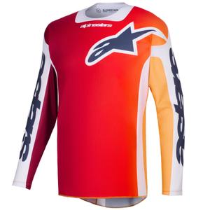 Мотокрос фланелка Alpinestars Racer Portl, червено-оранжево-светло сиво