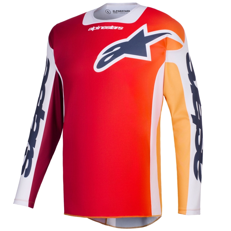 Мотокрос фланелка Alpinestars Racer Portl, червено-оранжево-светло сиво
