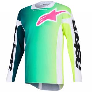 Мотокрос фланелка Alpinestars Racer Portl, зелено-бяло-черно