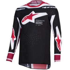 Мотокрос фланелка Alpinestars Supertech Pro AFD Vista, черно-червено-бяла