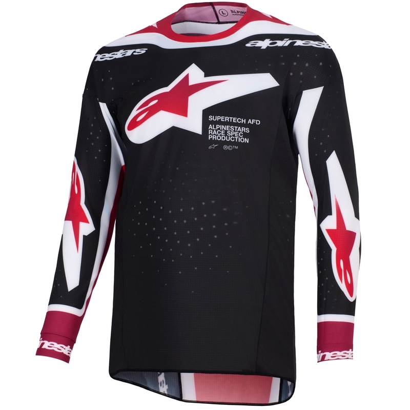 Мотокрос фланелка Alpinestars Supertech Pro AFD Vista, черно-червено-бяла