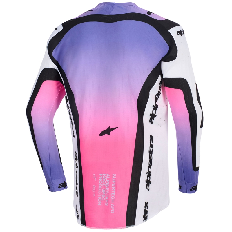 Мотокрос фланелка Alpinestars Supertech Pro AFD Vista, бяло-лилаво-черно