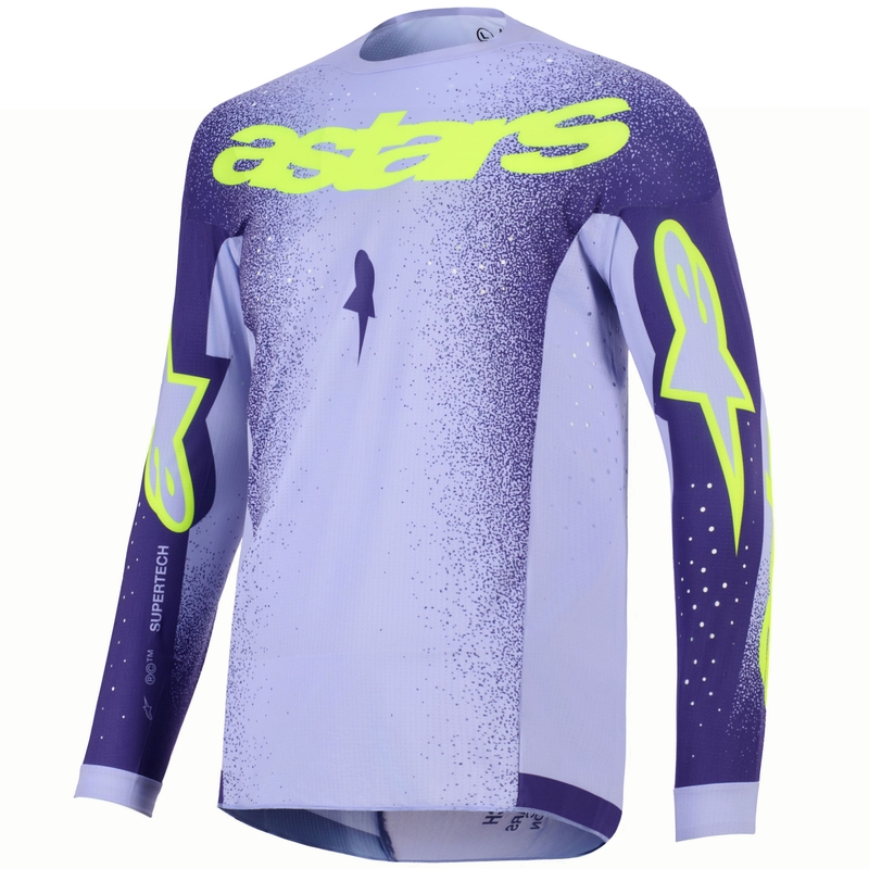 Мотокрос фланелка Alpinestars Supertech Scenz, лилаво-флуоресцентно жълта