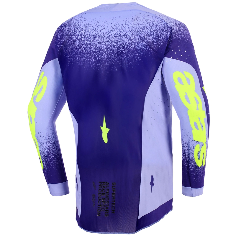 Мотокрос фланелка Alpinestars Supertech Scenz, лилаво-флуоресцентно жълта