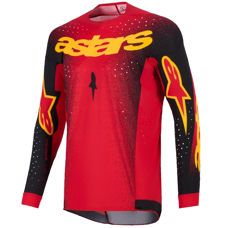 Мотокрос фланелка Alpinestars Supertech Scenz, червено-черно-жълта