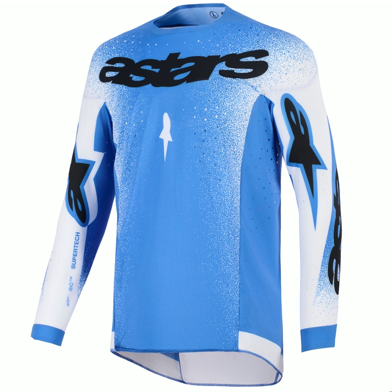 Мотокрос фланелка Alpinestars Supertech Scenz, синьо-бяла