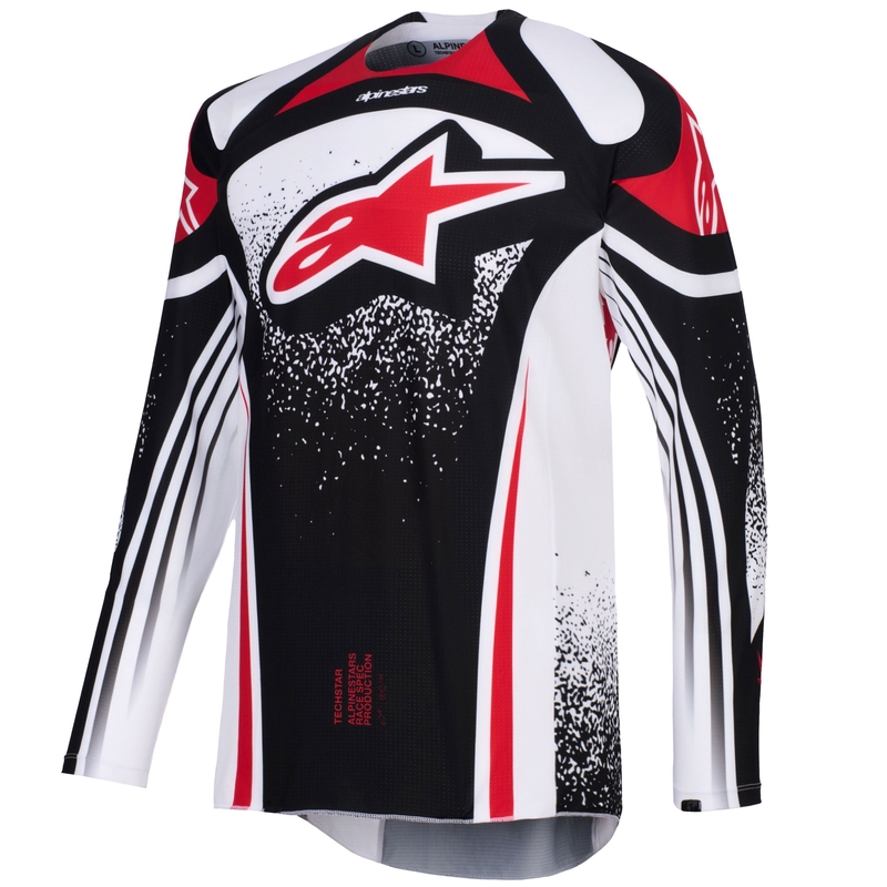 Мотокрос фланелка Alpinestars Techstar Nomur черно-бяло-червено