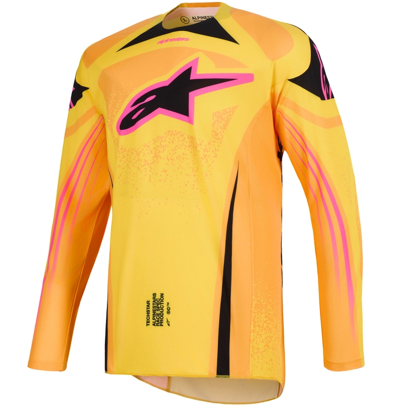 Мотокрос фланелка Alpinestars Techstar Nomur, оранжево-жълто-розова