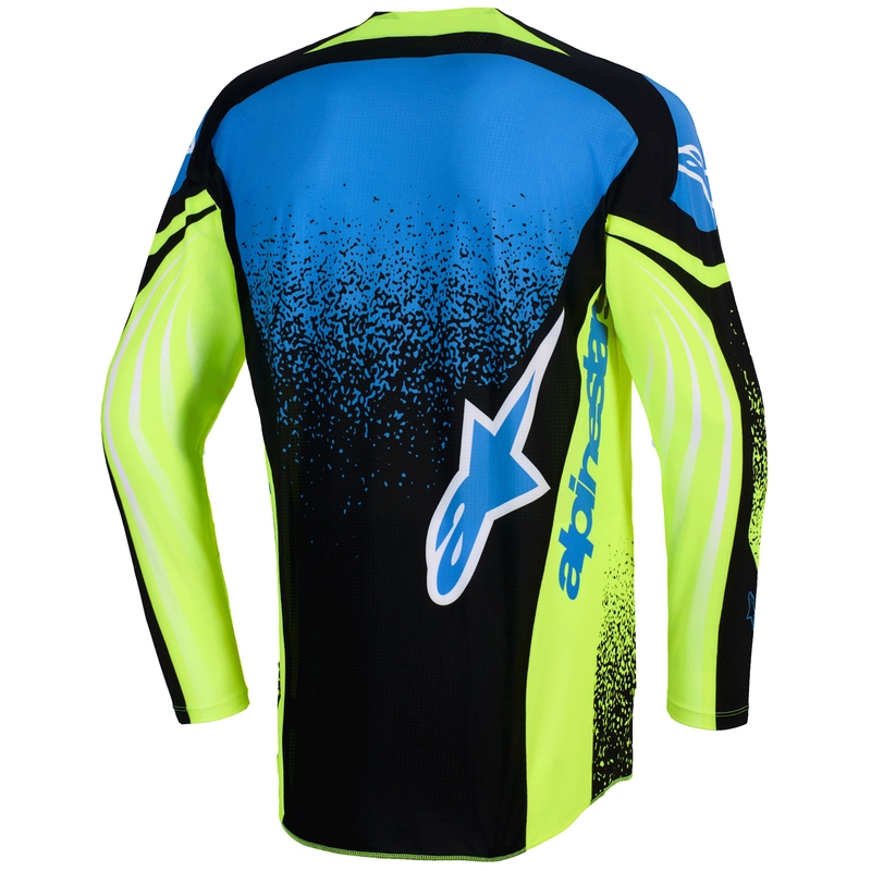 Alpinestars Techstar Nomur мотокрос фланелка тъмносиньо-флуоресцентно жълто-синьо