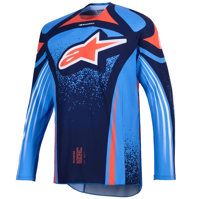 Мотокрос фланелка Alpinestars Techstar Nomur, тъмносиньо-оранжево-синьо