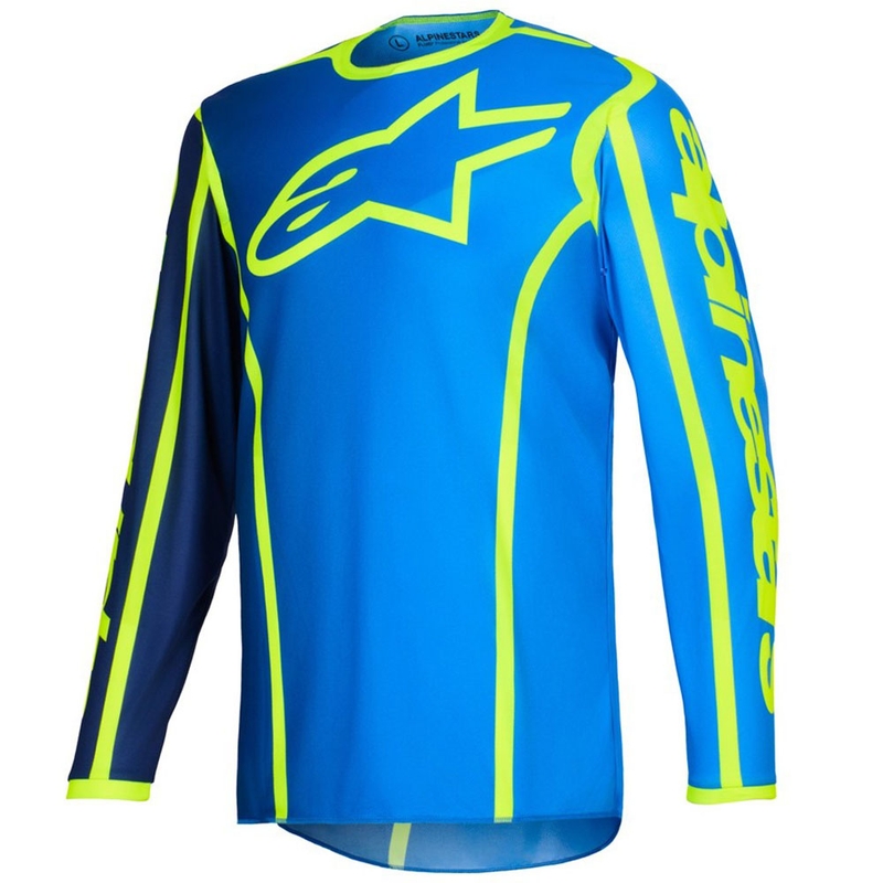 Мотокрос фланелка Alpinestars Fluid Apex в синьо-флуоресцентно жълто