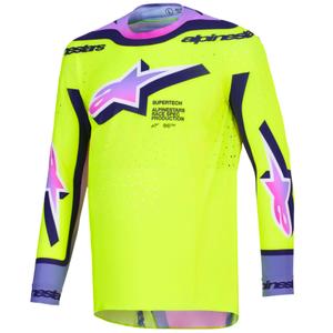 Alpinestars Supertech Vista мотокрос фланелка флуоресцентно жълто-лилаво-черно