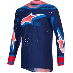 Мотокрос фланелка Alpinestars Supertech Vista, тъмносиньо-коралово-кобалтово