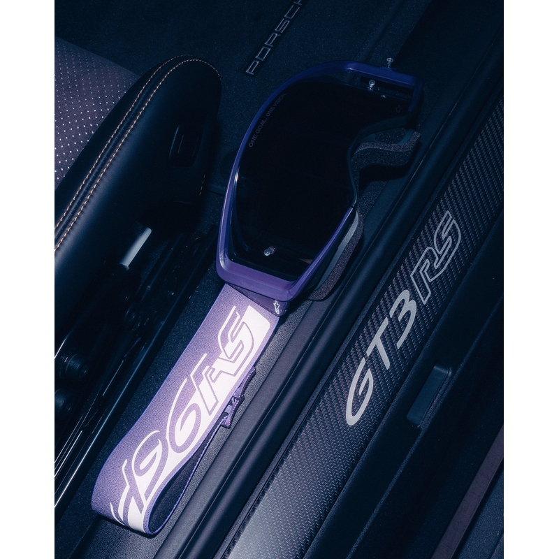Мотокрос очила Alpinestars Supertech Vision Hunta96 XXV, лилаво-бели с огледално-сребрист плексиглас