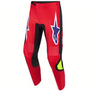 Мотокрос панталон Alpinestars Fluid Grid червено-черно-лилаво-флуоресцентно жълто
