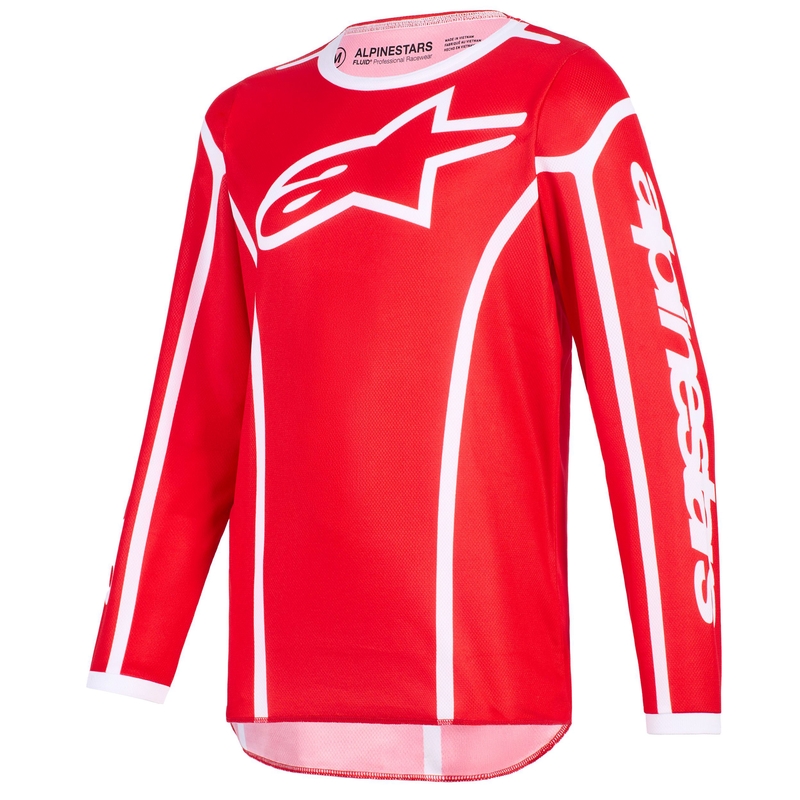 Детско мотокрос фланелко Alpinestars Fluid Apex, червено-бяло