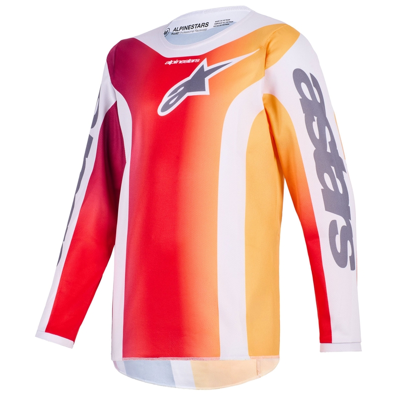 Детско мотокрос фланелко Alpinestars Fluid Portl, червено-оранжево-светло сиво