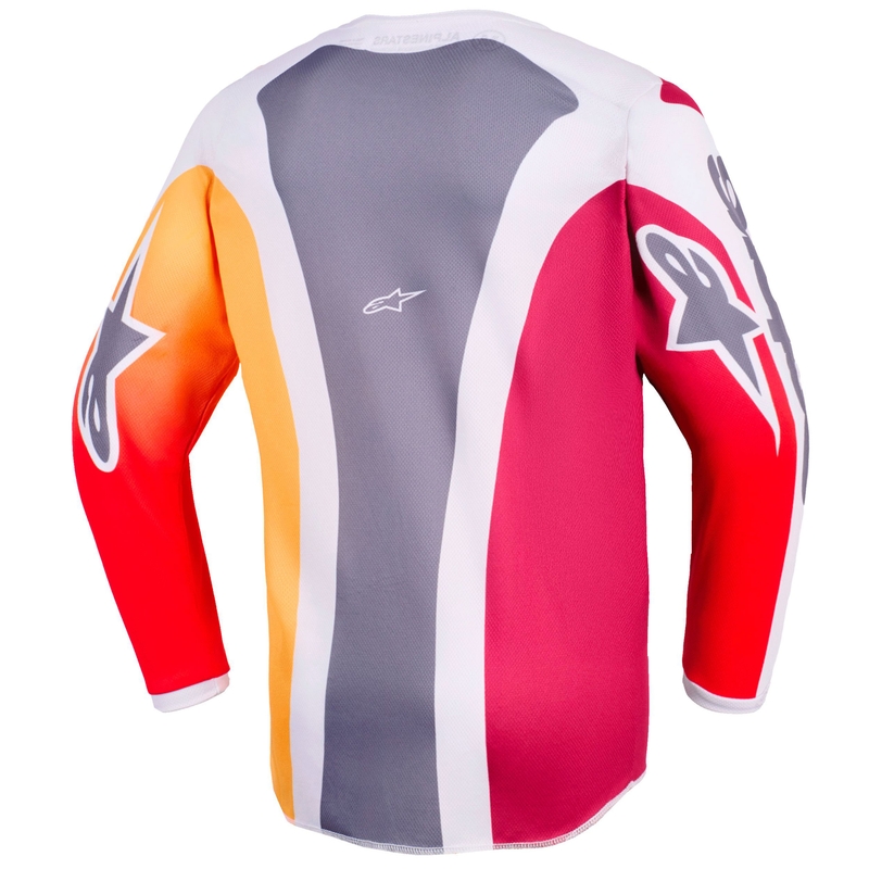 Детско мотокрос фланелко Alpinestars Fluid Portl, червено-оранжево-светло сиво