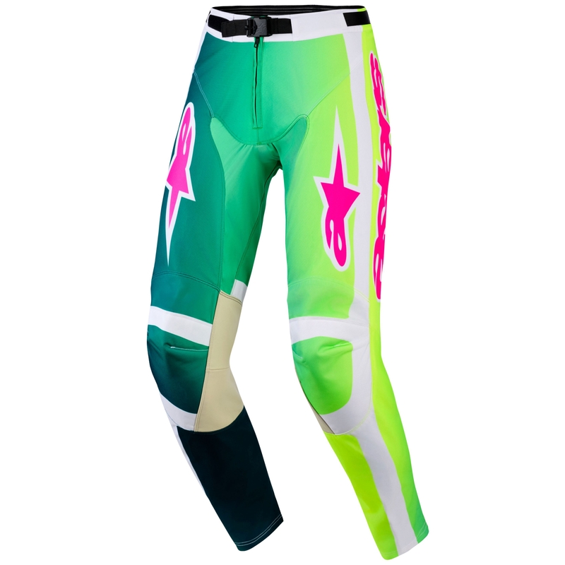 Мотокрос панталон Alpinestars Racer Portl, зелено-бяло-черно