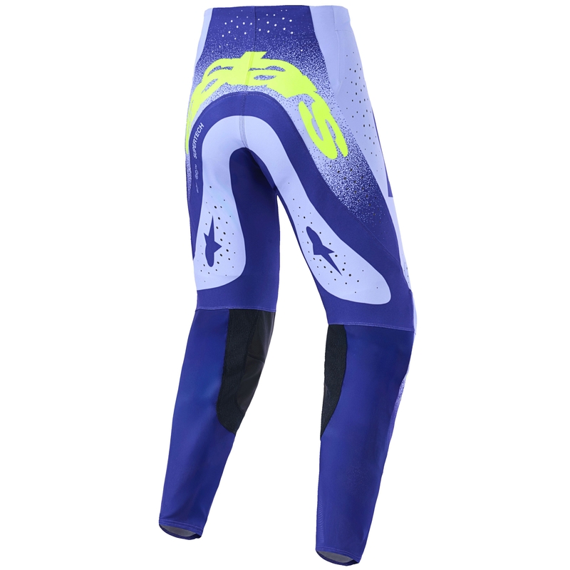 Мотокрос панталони Alpinestars Supertech Scenz, лилаво-флуоресцентно жълти