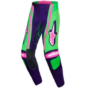 Мотокрос панталони Alpinestars Techstar Nomur, тъмнолилаво-зелено-флуоресцентно розово