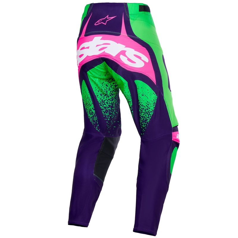 Мотокрос панталони Alpinestars Techstar Nomur, тъмнолилаво-зелено-флуоресцентно розово